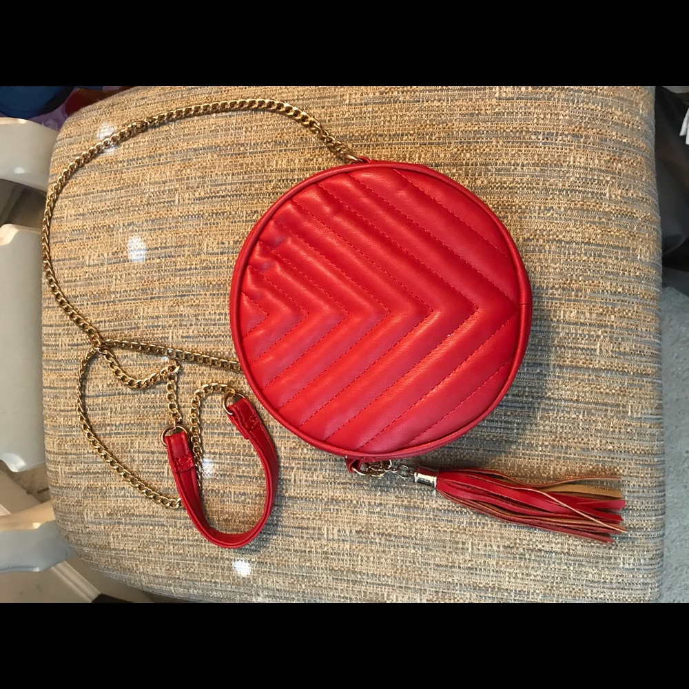 New Red Handbag with Gold Hardware